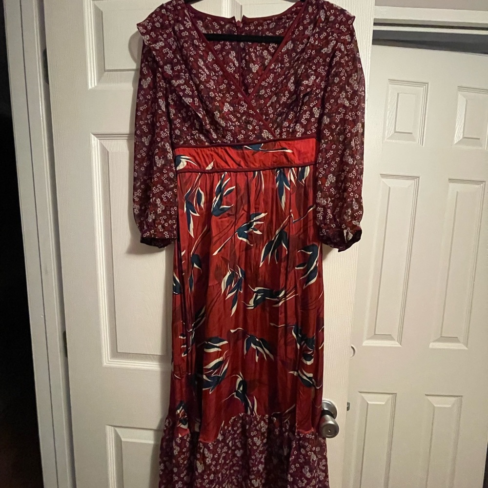Long maroon long sleeve dress
